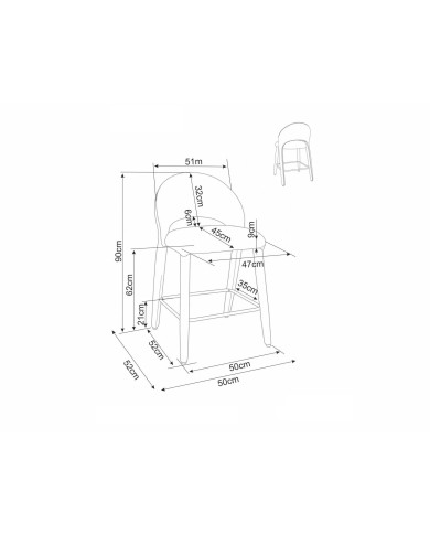 Chaise de bar entièrement en tissu avec dossier Flo