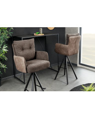 Chaise de bar pivotante 360° avec accoudoirs velours taupe GASPARD