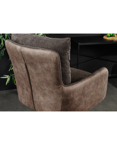 Chaise de bar pivotante 360° avec accoudoirs velours taupe GASPARD
