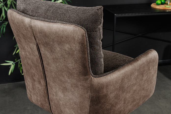 Chaise de bar pivotante 360° avec accoudoirs velours taupe GASPARD
