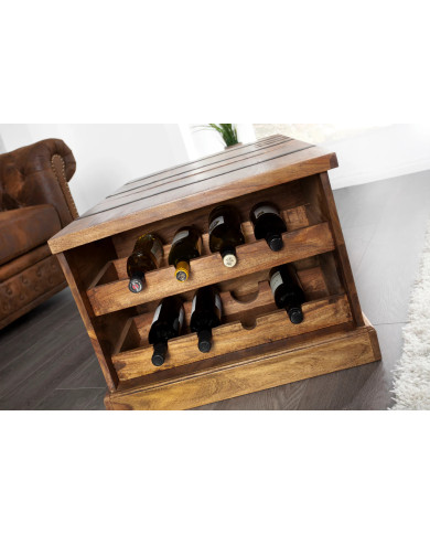 Table basse coffre bar en bois massif de sheesham naturel 100 cm Cavisto