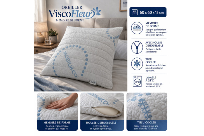 Oreiller Mémoire de Forme Pro ViscoFleur -