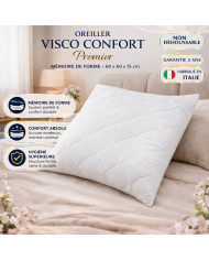 Oreiller Mémoire de Forme Visco Confort Premier 60x60 - Fabriqué en Italie