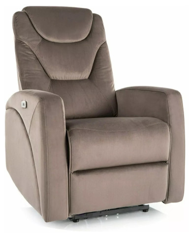 Fauteuil Inclinable Électrique Velours Cappuccino - SERENO Velvet | Confort & USB