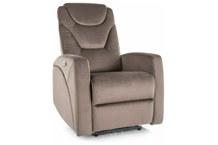 Fauteuil Inclinable Électrique Velours Cappuccino - SERENO Velvet | Confort & USB
