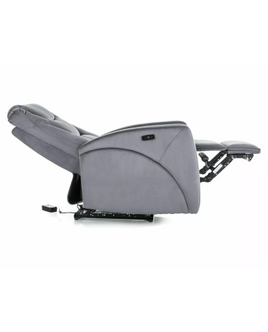 Fauteuil Inclinable Électrique Velours Gris - SERENO Velvet | Confort & USB