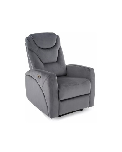 Fauteuil Inclinable Électrique Velours Gris - SERENO Velvet | Confort & USB