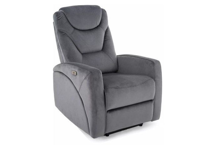 Fauteuil Inclinable Électrique Velours Gris - SERENO Velvet | Confort & USB
