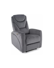 Fauteuil Inclinable Électrique Velours Gris - SERENO Velvet | Confort & USB