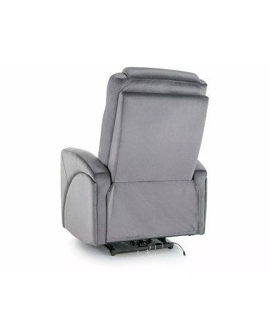 Fauteuil Inclinable Électrique Velours Gris - SERENO Velvet | Confort & USB