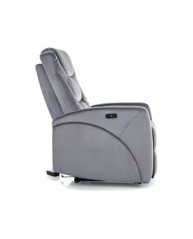 Fauteuil Inclinable Électrique Velours Gris - SERENO Velvet | Confort & USB
