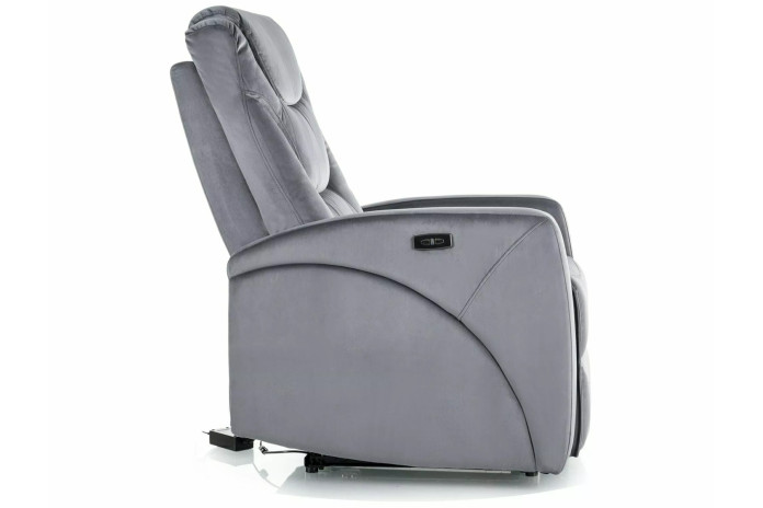 Fauteuil Inclinable Électrique Velours Gris - SERENO Velvet | Confort & USB