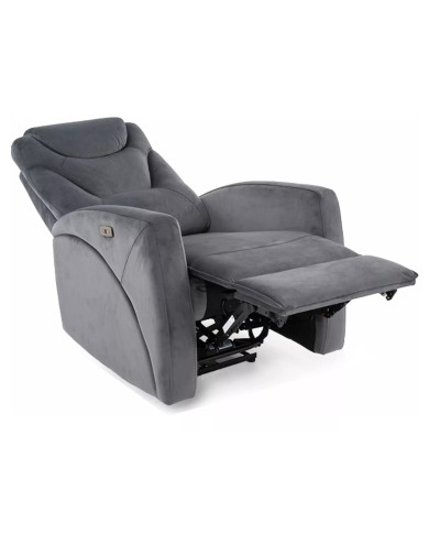 Fauteuil Inclinable Électrique Velours Gris - SERENO Velvet | Confort & USB