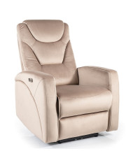 Fauteuil Inclinable Électrique Velours Beige - SERENO Velvet | Confort & USB