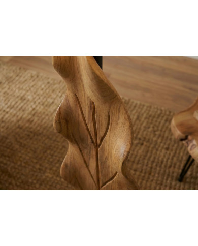 Lampadaire Sculptural Bois Teck & Lin BALI 131cm