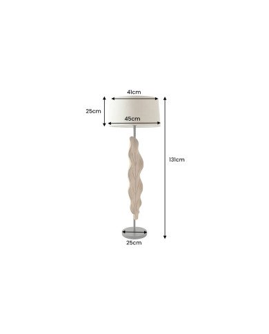 Lampadaire Sculptural Bois Teck & Lin BALI 131cm
