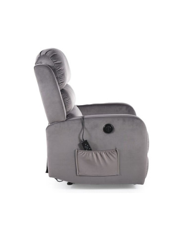 Fauteuil Relax Électrique ZENITH - Massage Chauffant & Velours Gris