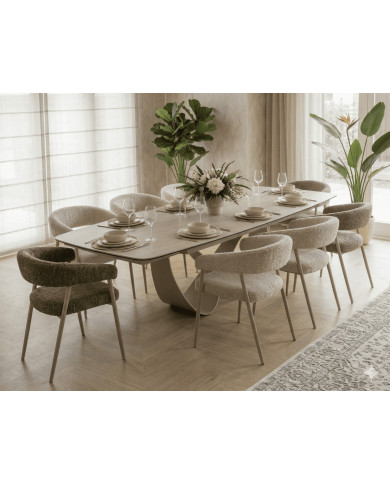 Table à Manger Extensible Céramique Travertin INFINITY 160-240 cm