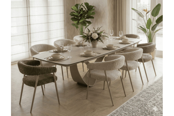 Table à Manger Extensible Céramique Travertin INFINITY 160-240 cm