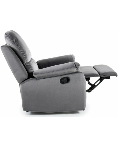 Fauteuil Relax Manuel en Velours Gris Bluvel – Modèle HORIZON