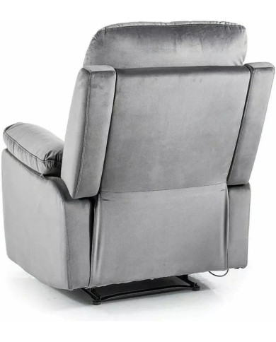 Fauteuil Relax Manuel en Velours Gris Bluvel – Modèle HORIZON