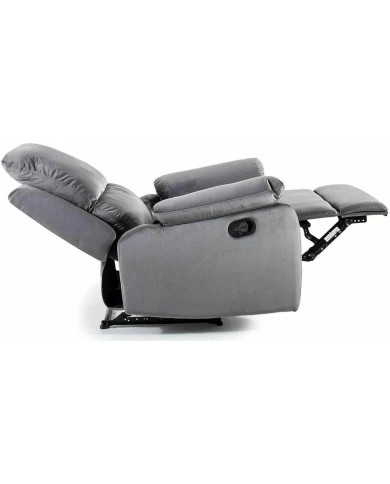 Fauteuil Relax Manuel en Velours Gris Bluvel – Modèle HORIZON