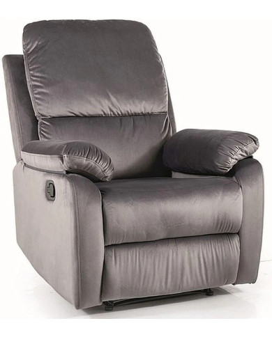 Fauteuil Relax Manuel en Velours Gris Bluvel – Modèle HORIZON