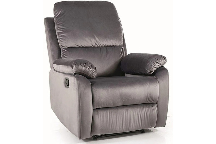 Fauteuil Relax Manuel en Velours Gris Bluvel – Modèle HORIZON