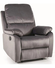 Fauteuil Relax Manuel en Velours Gris Bluvel – Modèle HORIZON