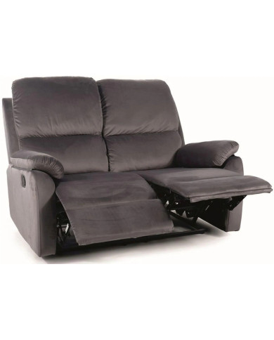 Canapé Relax 2 Places HORIZON Duo - Velours Gris & Couchage Appoint