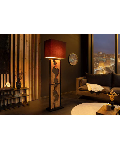 Lampadaire Sculptural Bois Naturel & Métal 166 cm Canyon