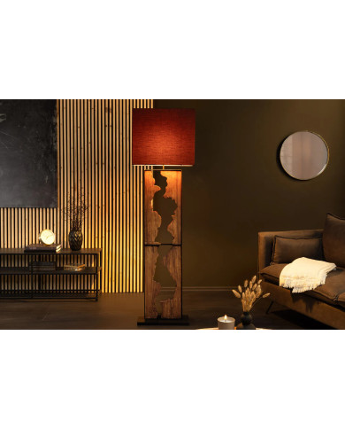 Lampadaire Sculptural Bois Naturel & Métal 166 cm Canyon
