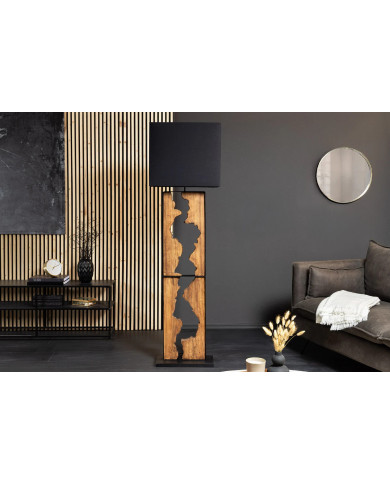 Lampadaire Sculptural Bois Naturel & Métal 166 cm Canyon