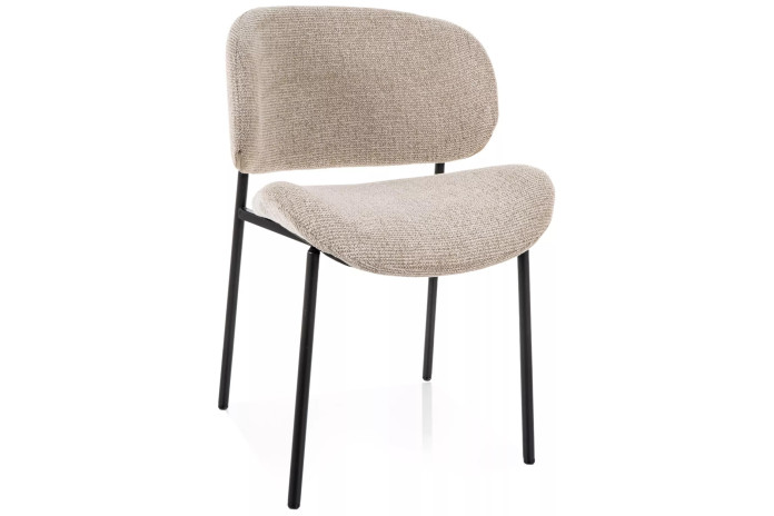 Chaise design tissu texturé & pieds métal noir KISO