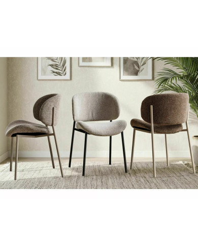 Chaise design tissu texturé & pieds métal noir KISO