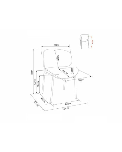 Chaise design tissu texturé & pieds métal noir KISO