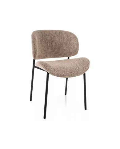 Chaise design tissu texturé & pieds métal noir KISO