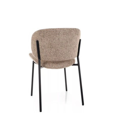 Chaise design tissu texturé & pieds métal noir KISO