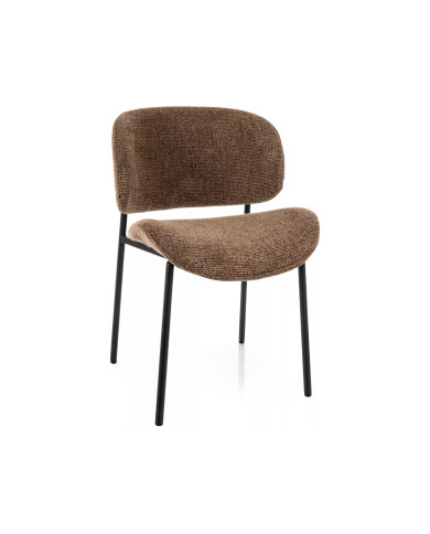Chaise design tissu texturé & pieds métal noir KISO