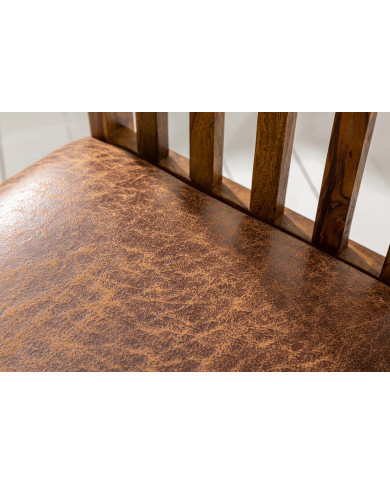 Chaise à Dossier Haut en Bois de Sheesham massif et assise en microfibre Maka™ II