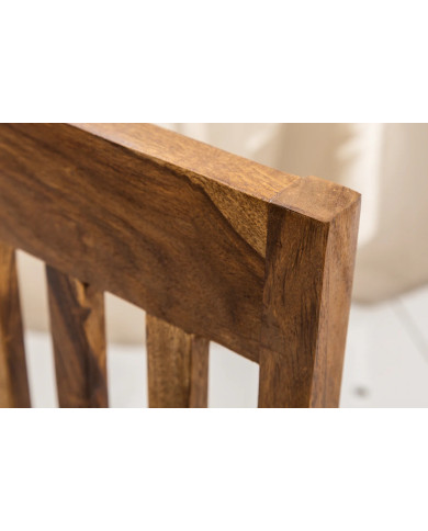 Chaise à Dossier Haut en Bois de Sheesham massif et assise en microfibre Maka™ II
