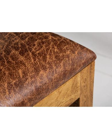 Chaise à Dossier Haut en Bois de Sheesham massif et assise en microfibre Maka™ II