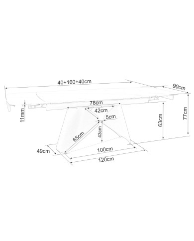 Table Extensible Céramique ARMANDO 160-240cm (Noir/Blanc)