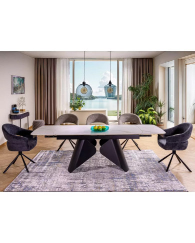 Table Extensible Céramique ARMANDO 160-240cm (Noir/Blanc)