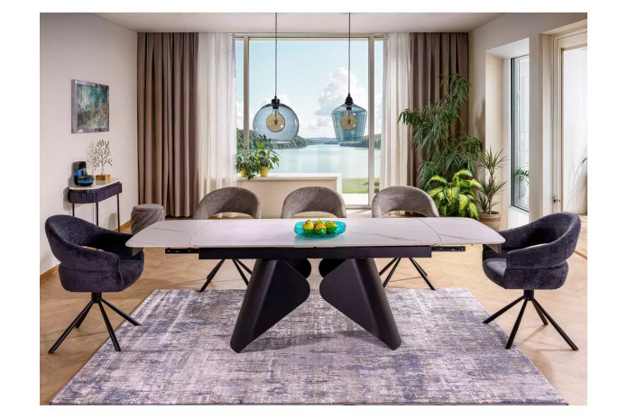 Table Extensible Céramique ARMANDO 160-240cm (Noir/Blanc)