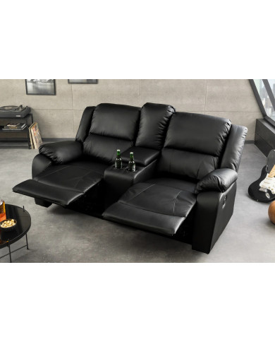Fauteuil de cinéma 2 places relax cuir écologique noir Cannes 2
