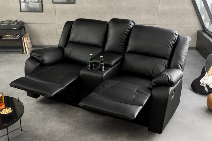 Fauteuil de cinéma 2 places relax cuir écologique noir Cannes 2