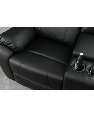 Fauteuil de cinéma 2 places relax cuir écologique noir Cannes 2