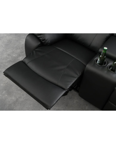 Fauteuil de cinéma 2 places relax cuir écologique noir Cannes 2