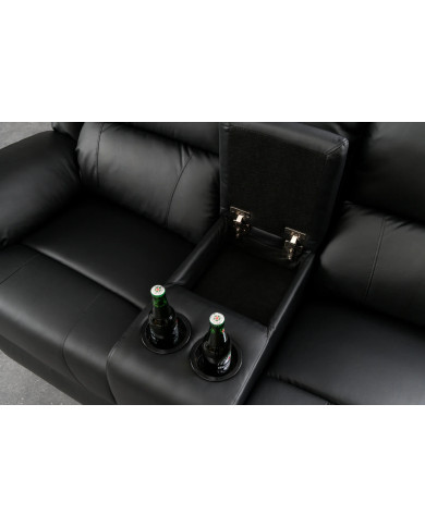 Fauteuil de cinéma 2 places relax cuir écologique noir Cannes 2
